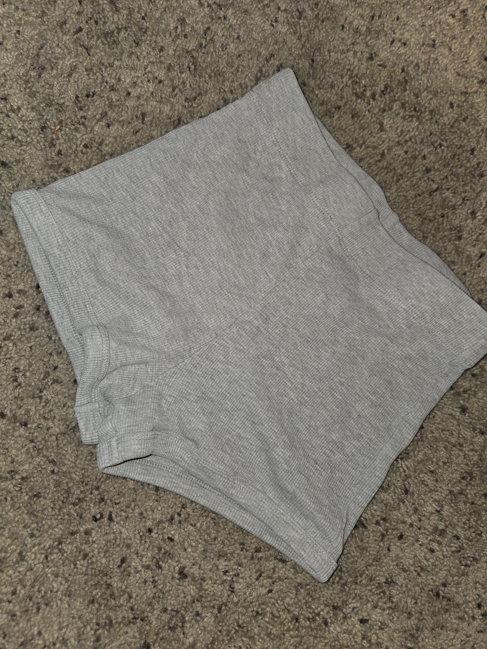 Zara Ribbed High-Waist Bike Shorts in Light Gray
